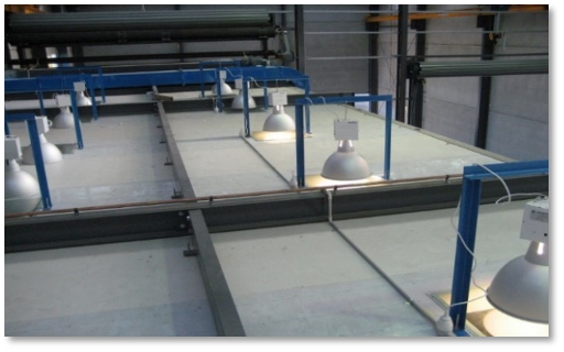 LED high bay lighting installed in the roof of a Burwell blast room
